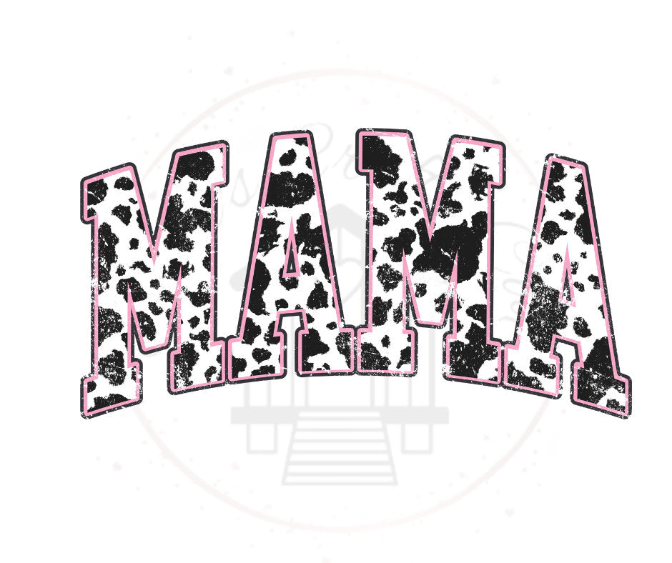 Mama Distressed Cow Print DTF Transfer Print Ready To Press